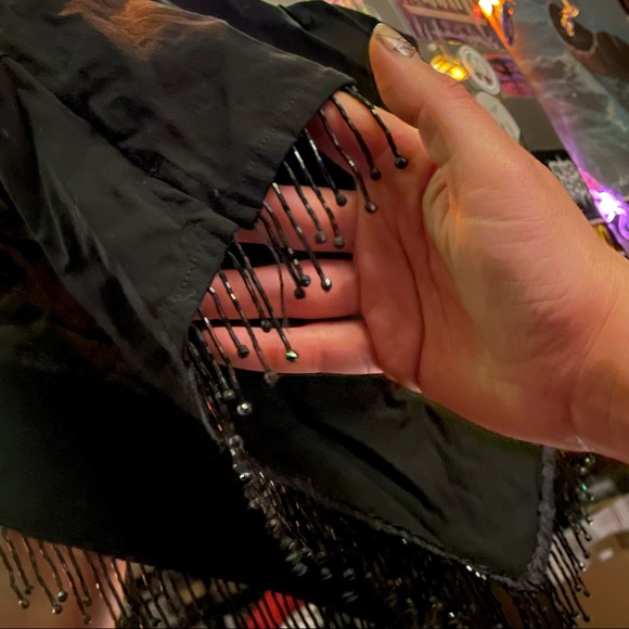 ⚡️⚡️ Vintage Venezia Dangly Beaded Bling Strapless V Front Crop Top ⚡️⚡️ - Picture 6 of 7